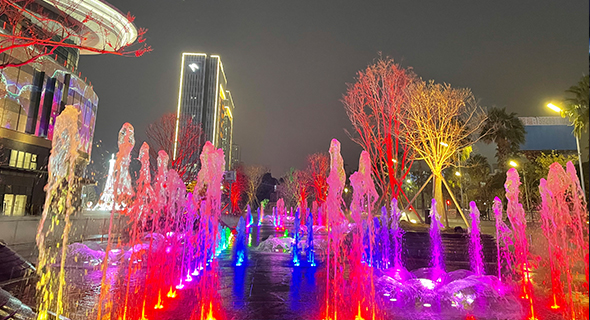 Landscape Dancing Fountain and Waterfall Project in Wangfujing Square of Foshan
